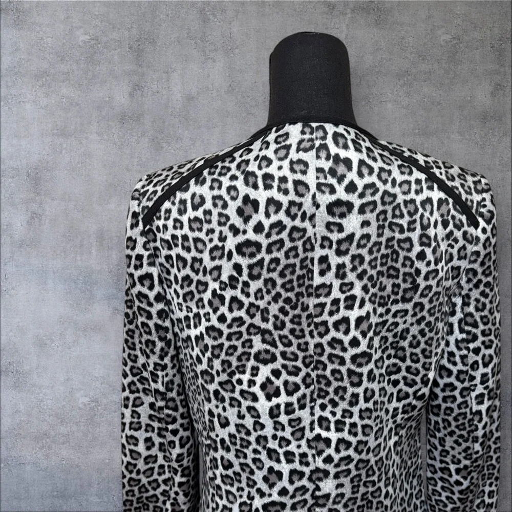Kasper Leopard-Print Open-Front Jacket. - Picture 4 of 7